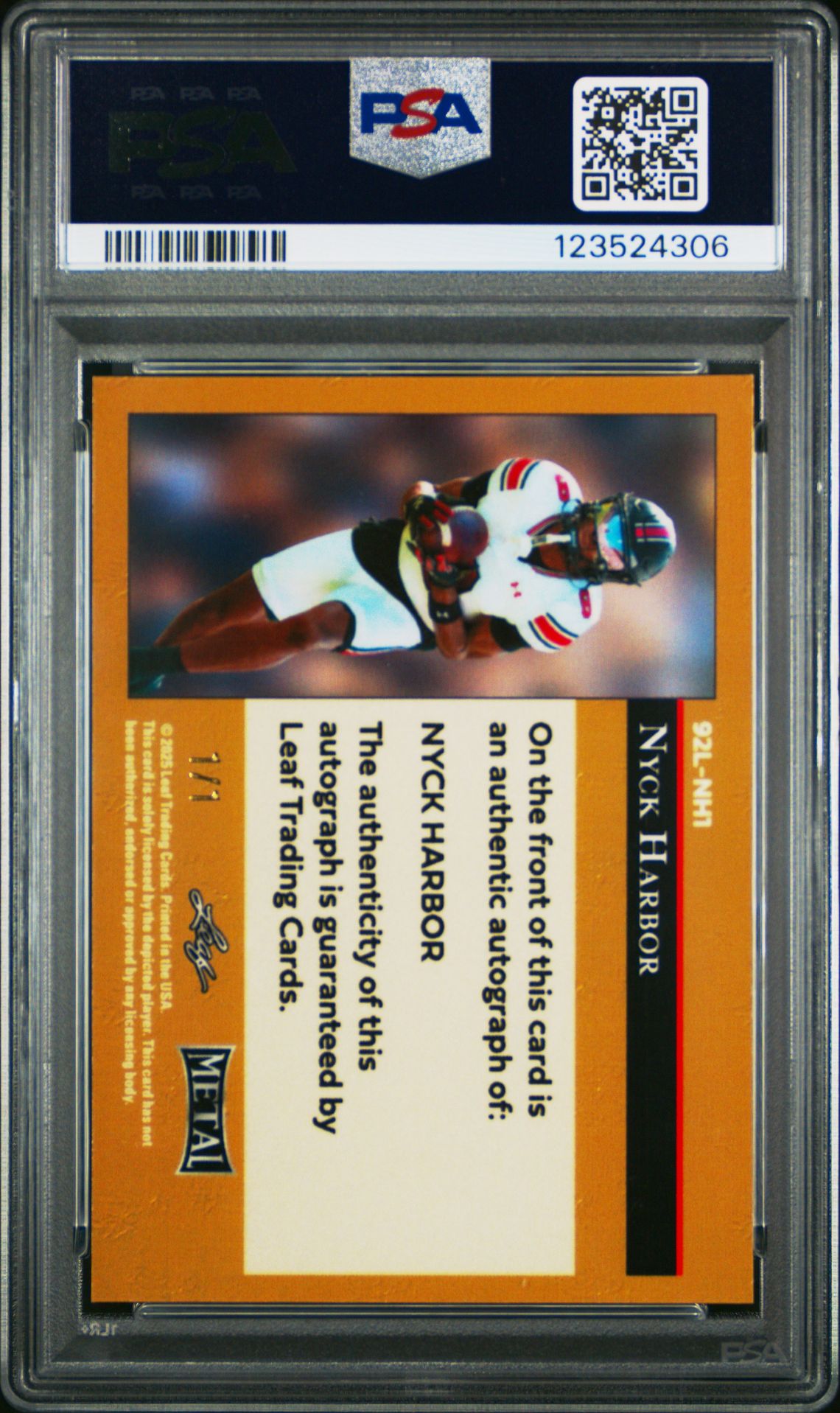 2025 Leaf Metal 92 Leaf Lgr Autographs Nyck Harbor #92Lnh1 (92 Lgr Au-Gold Pulsar 1/1) Nm 7 back
