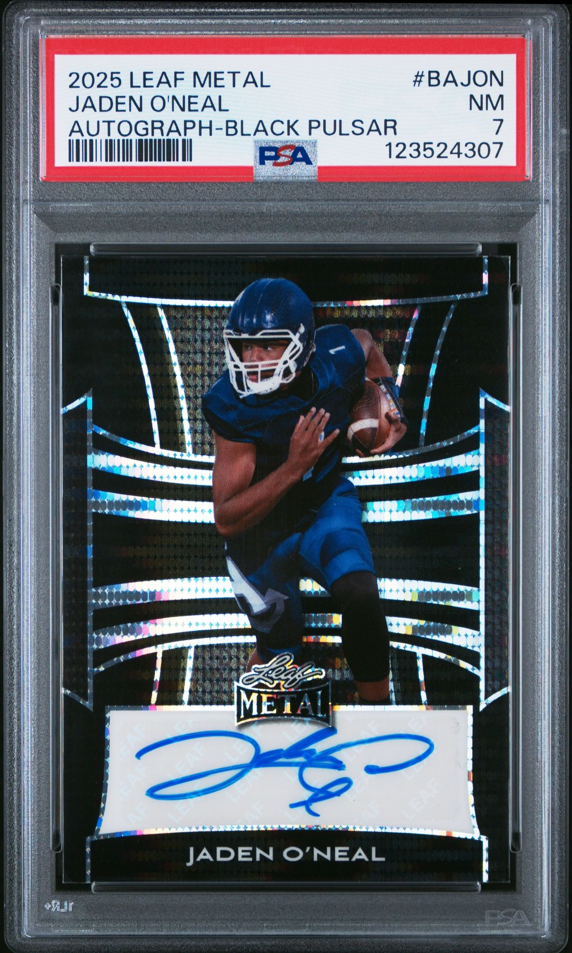 2025 Leaf Metal Autographs Jaden O'neal #Bajon (Autograph-Black Pulsar) Nm 7 front
