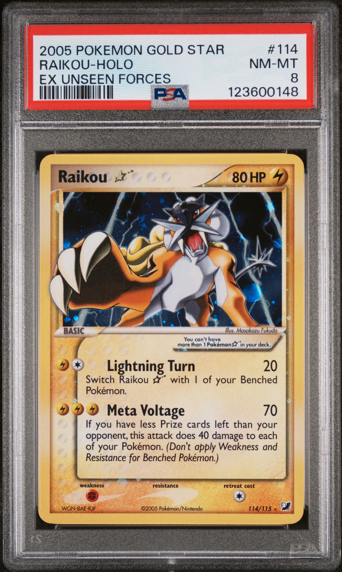 2005 Pokemon POKEMON EX UNSEEN FORCES #114 Raikou-Holo front
