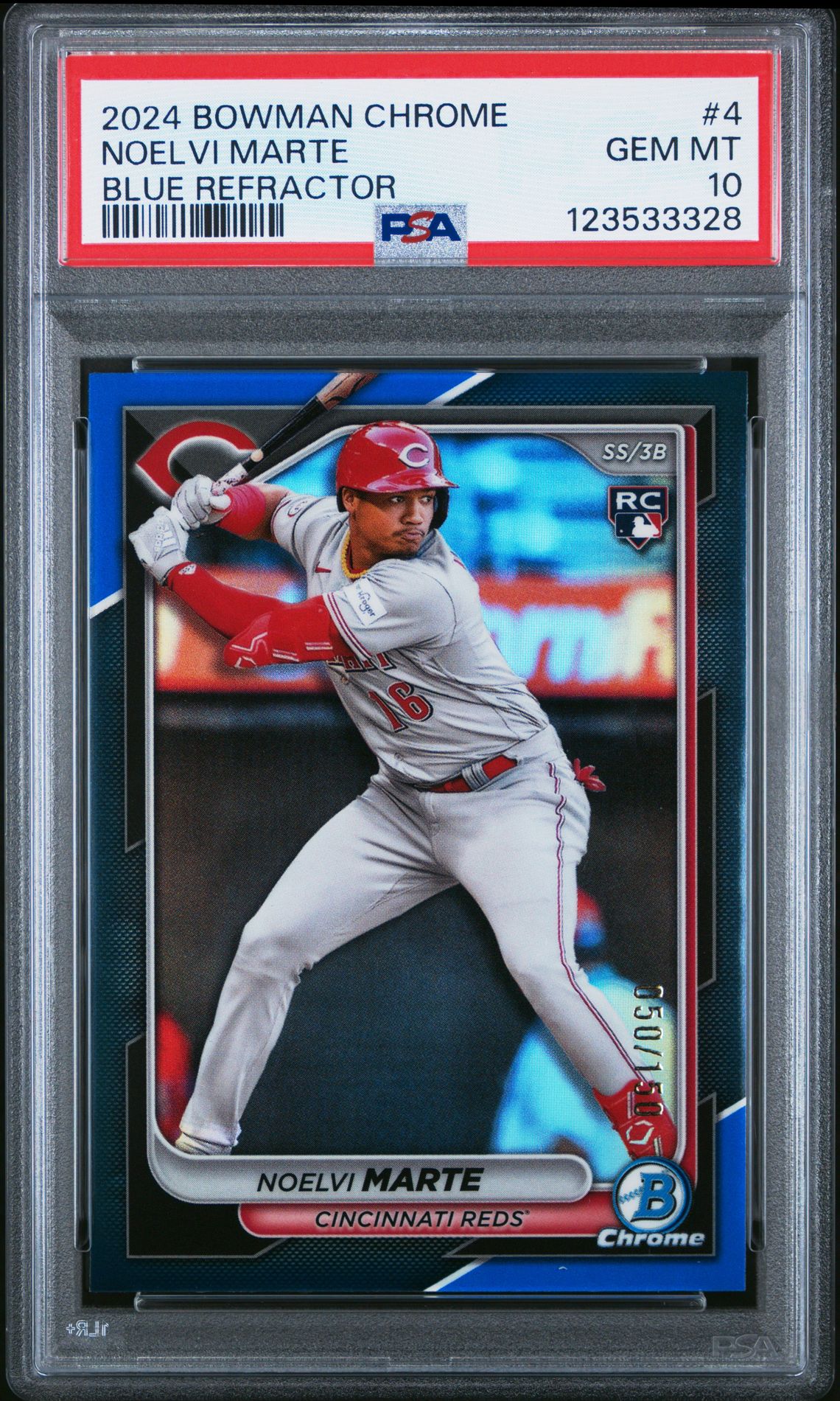 2024 Bowman Chrome BOWMAN CHROME BLUE REFRACTOR #4 Noelvi Marte front