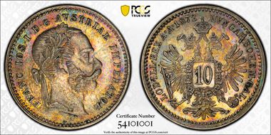 1872 10 Kr MS62