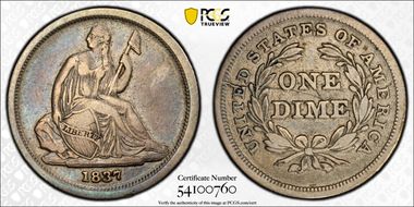 1837 10C Seated, F-103a VF35