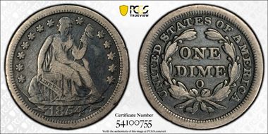 1854-O 10C Shattered Obverse, F-102 F15