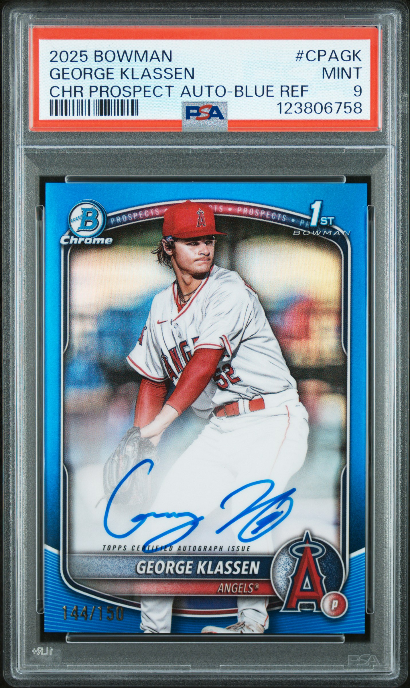 2025 #CPAGK George Klassen PSA 9 Bowman Chrome Prospect Autographs