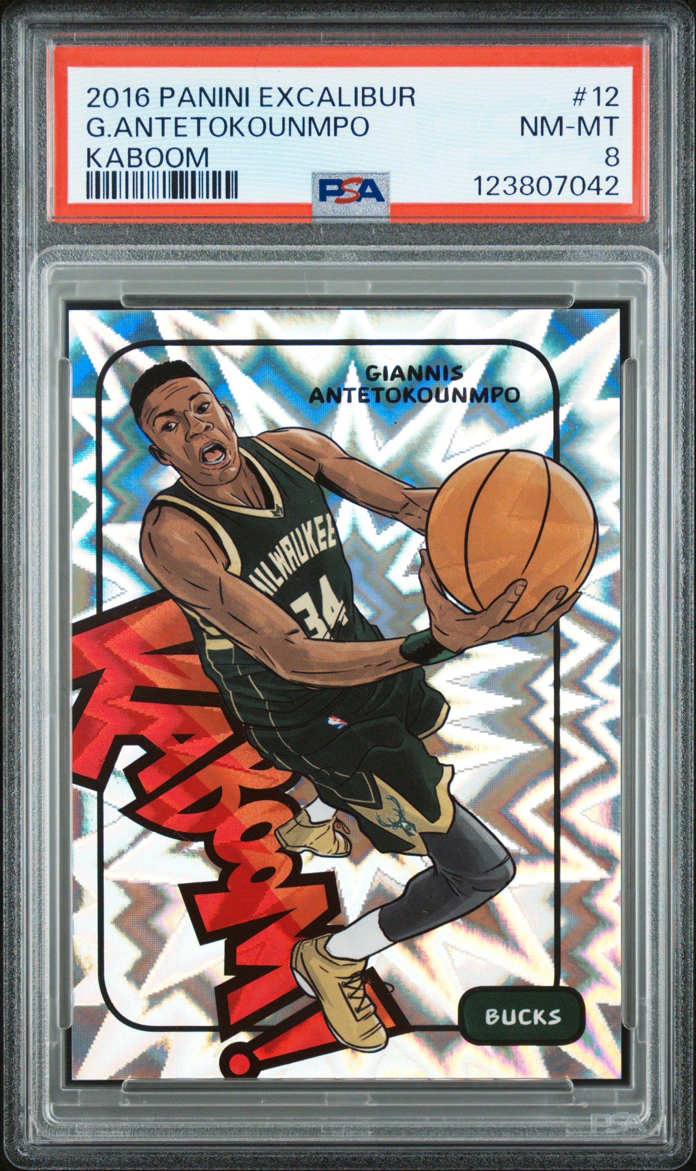 2016 #12 Giannis Antetokounmpo PSA 8 Panini Excalibur Kaboom