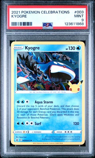 2021 Pokemon POKEMON CELEBRATIONS Holo #003 Kyogre front