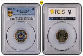 2025-C $2 Torres Strait Islander Flag Colorized  AlBr MS69