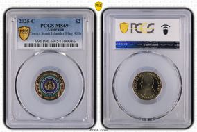 2025-C $2 Torres Strait Islander Flag Colorized  AlBr MS69