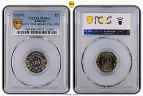 2025-C $2 Torres Strait Islander Flag Colorized  AlBr MS69