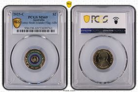 2025-C $2 Torres Strait Islander Flag Colorized  AlBr MS69