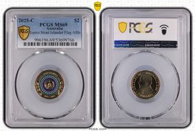 2025-C $2 Torres Strait Islander Flag Colorized  AlBr MS69