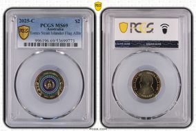 2025-C $2 Torres Strait Islander Flag Colorized  AlBr MS69