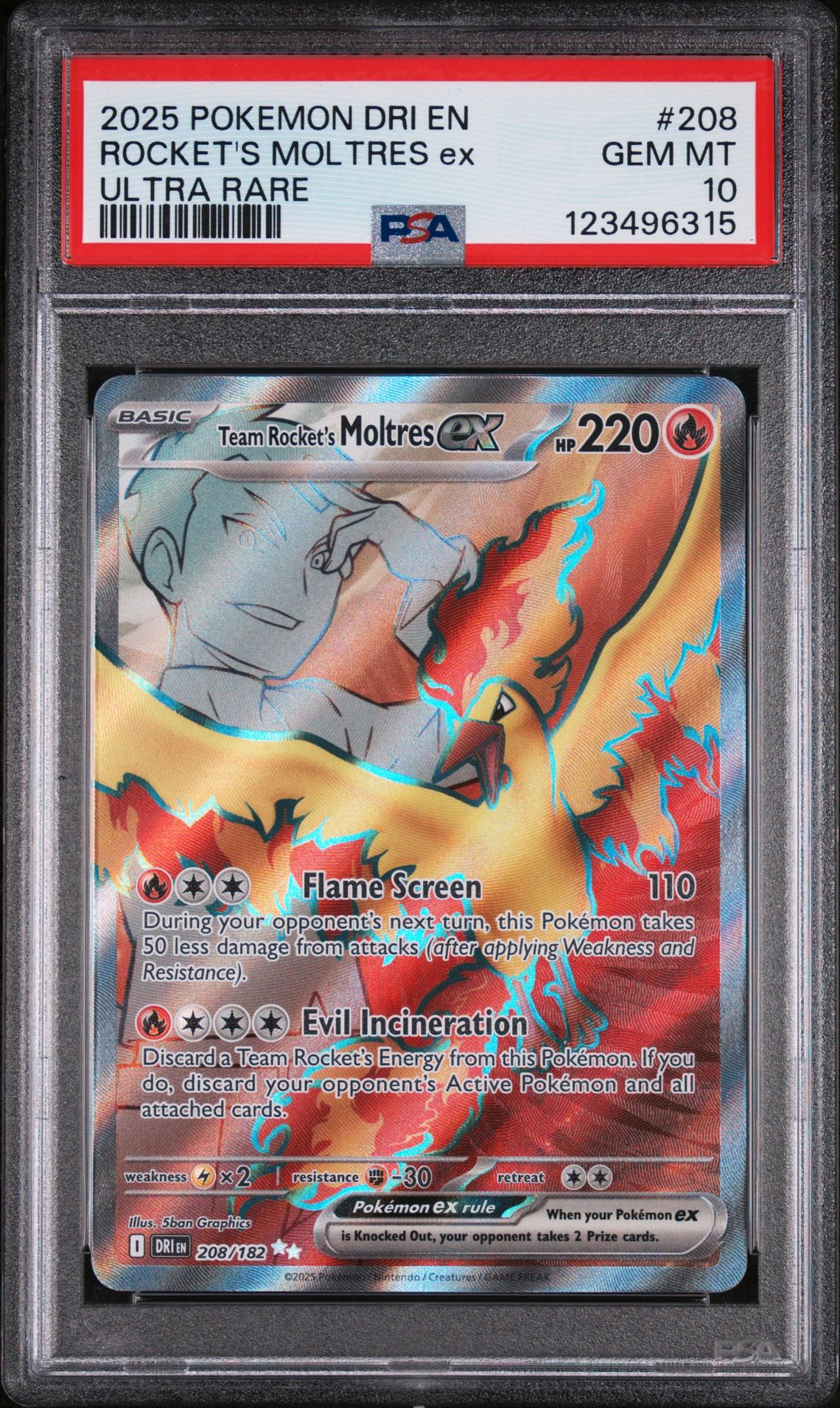 2025 Pokemon POKEMON DRI EN-DESTINED RIVALS ULTRA RARE #208 Rocket's Moltres EX front