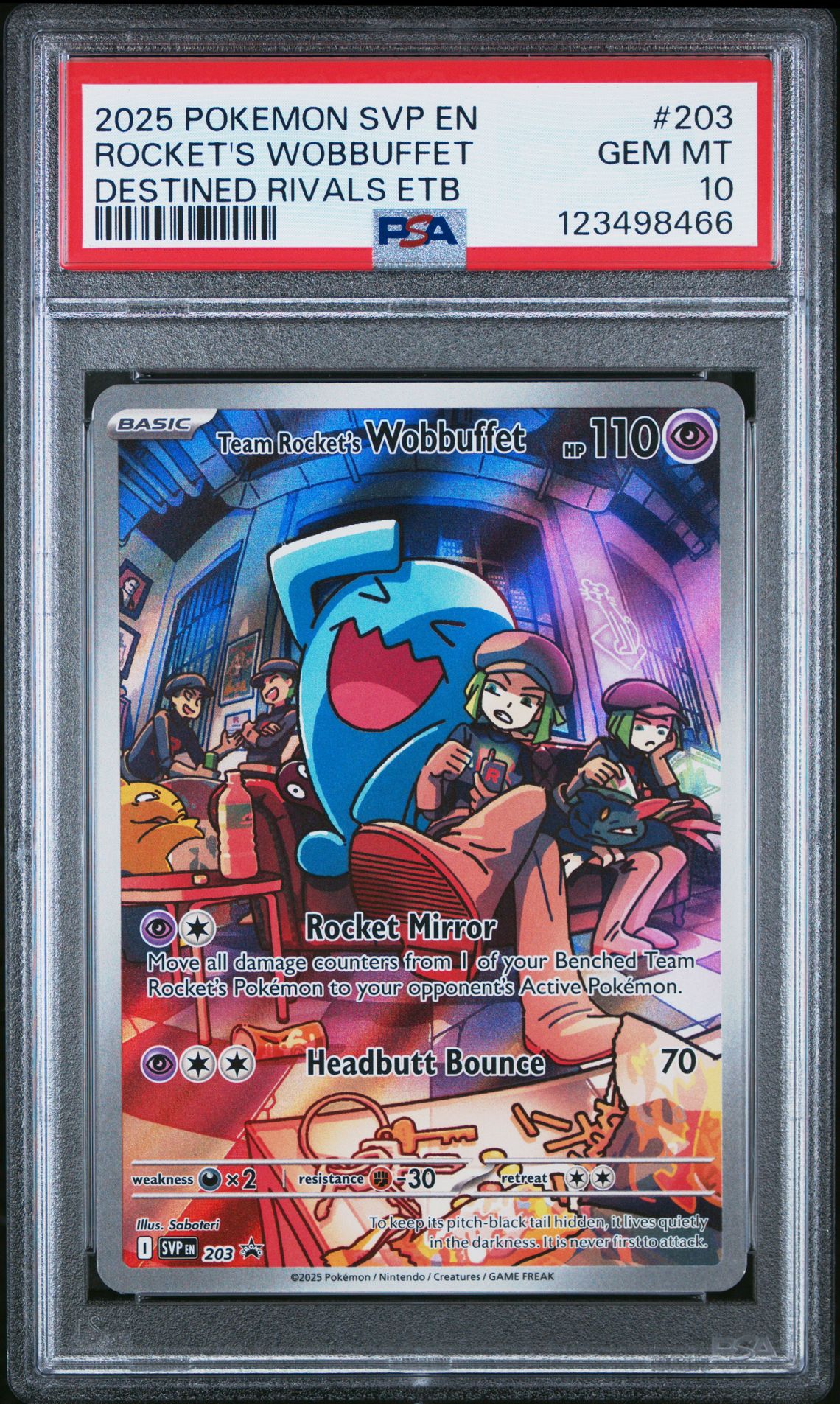 2025 Pokemon POKEMON SVP EN-SV BLACK STAR PROMO DESTINED RIVALS ETB #203 Rocket's Wobbuffet front