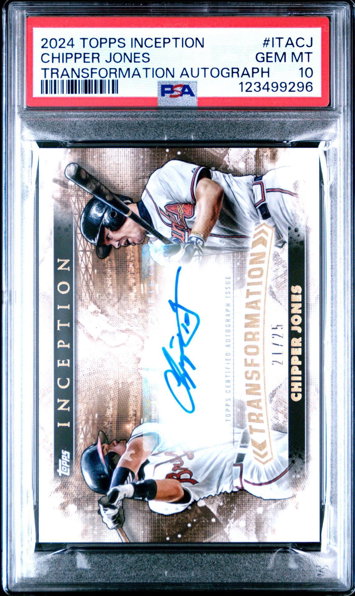 2024 Topps Inception Inception Transformation Autographs Chipper Jones #Itacj Gem Mt 10 front