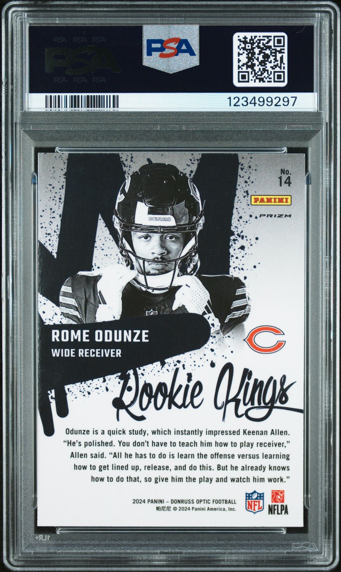 2024 Panini Donruss Optic Rookie Kings Rome Odunze #14 Mint 9 back