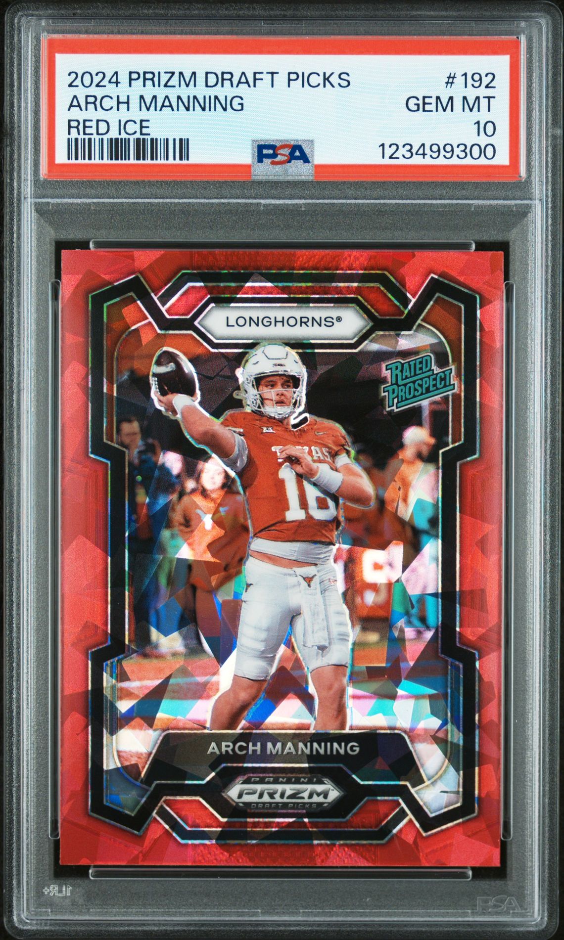 2024 Panini Prizm Draft Picks Arch Manning #192 (Red Ice) Gem Mt 10 front