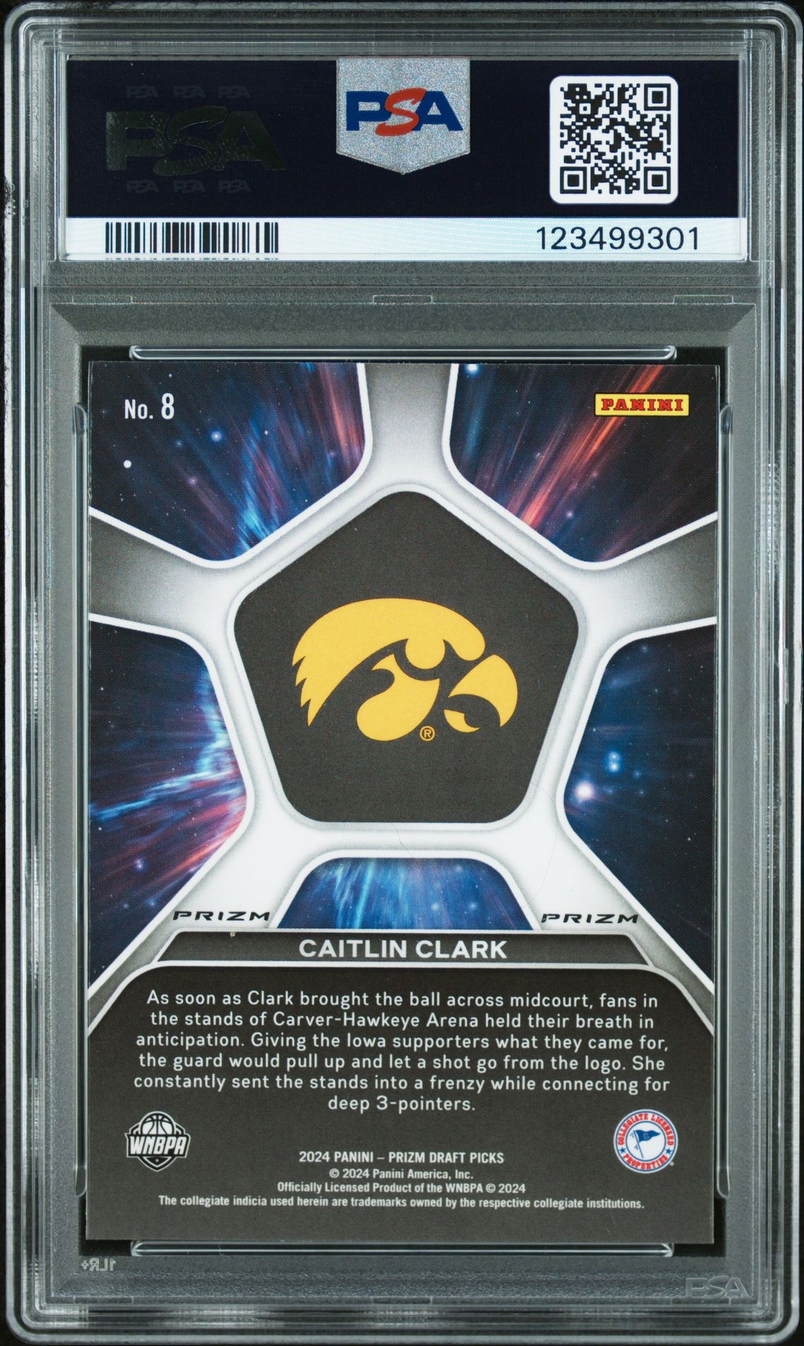 2024 Panini Prizm Draft Picks Deep Space Caitlin Clark #8 (Deep Space-Silver Prizm) Gem Mt 10 back