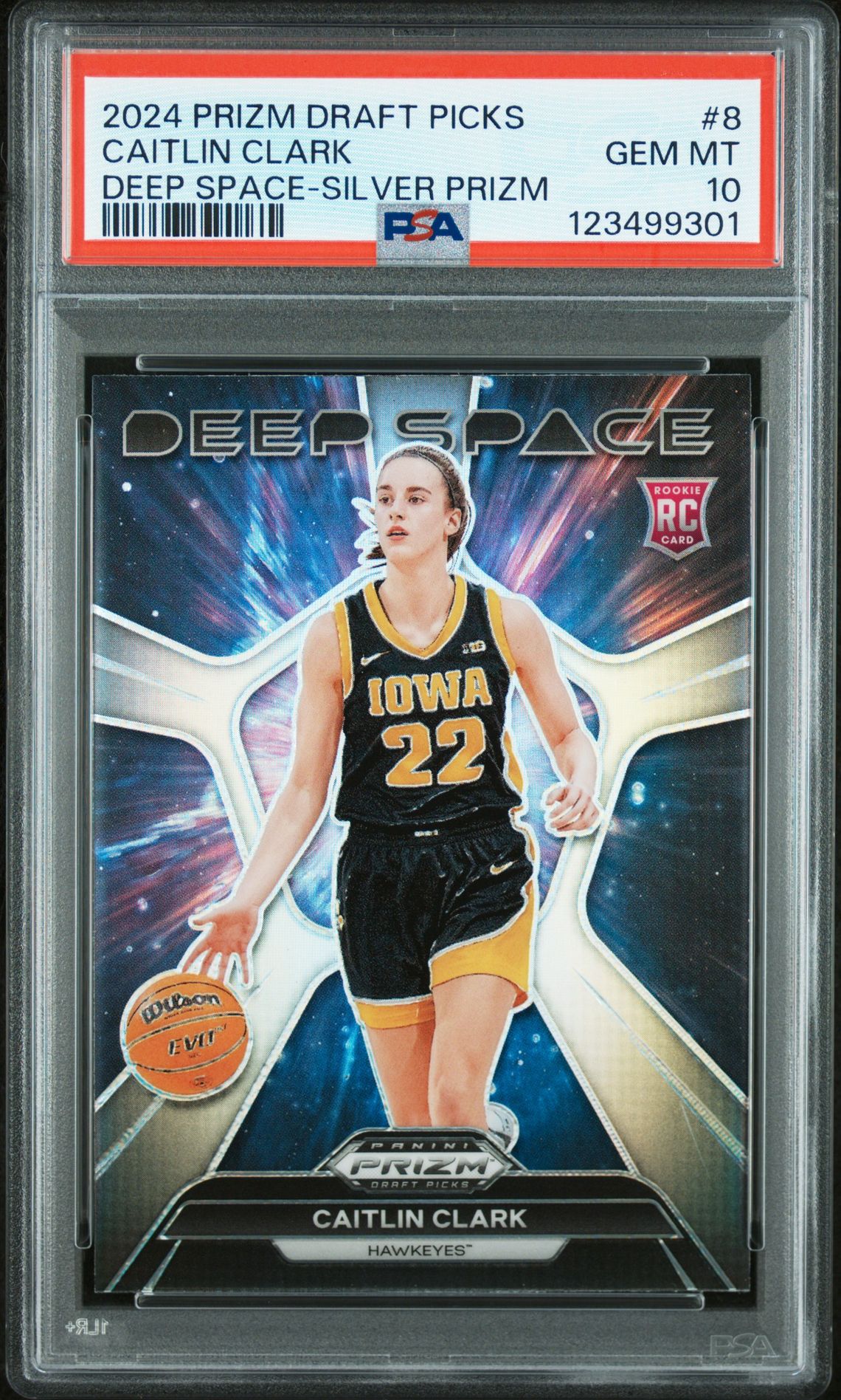 2024 Panini Prizm Draft Picks Deep Space Caitlin Clark #8 (Deep Space-Silver Prizm) Gem Mt 10 front