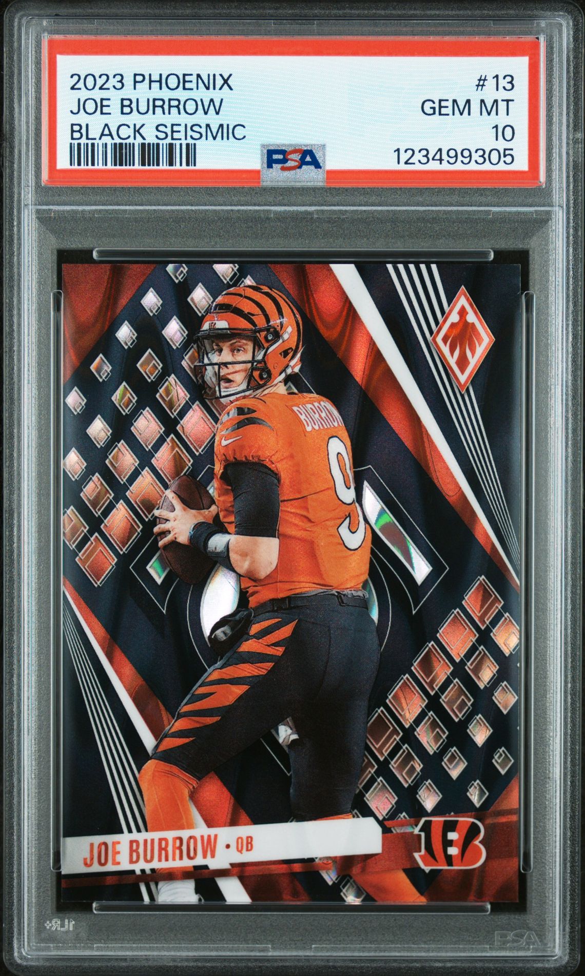 2023 Panini Phoenix Joe Burrow #13 (Black Seismic) Gem Mt 10 front