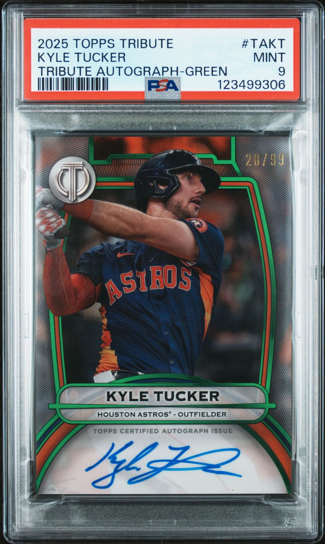 2025 Topps Tribute Tribute Autographs Kyle Tucker #Takt (Tribute Autograph-Green) Mint 9 front