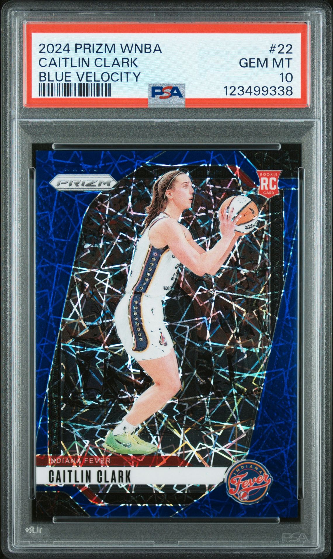 2024 Panini Prizm Wnba Caitlin Clark #22 (Blue Velocity) Gem Mt 10 front