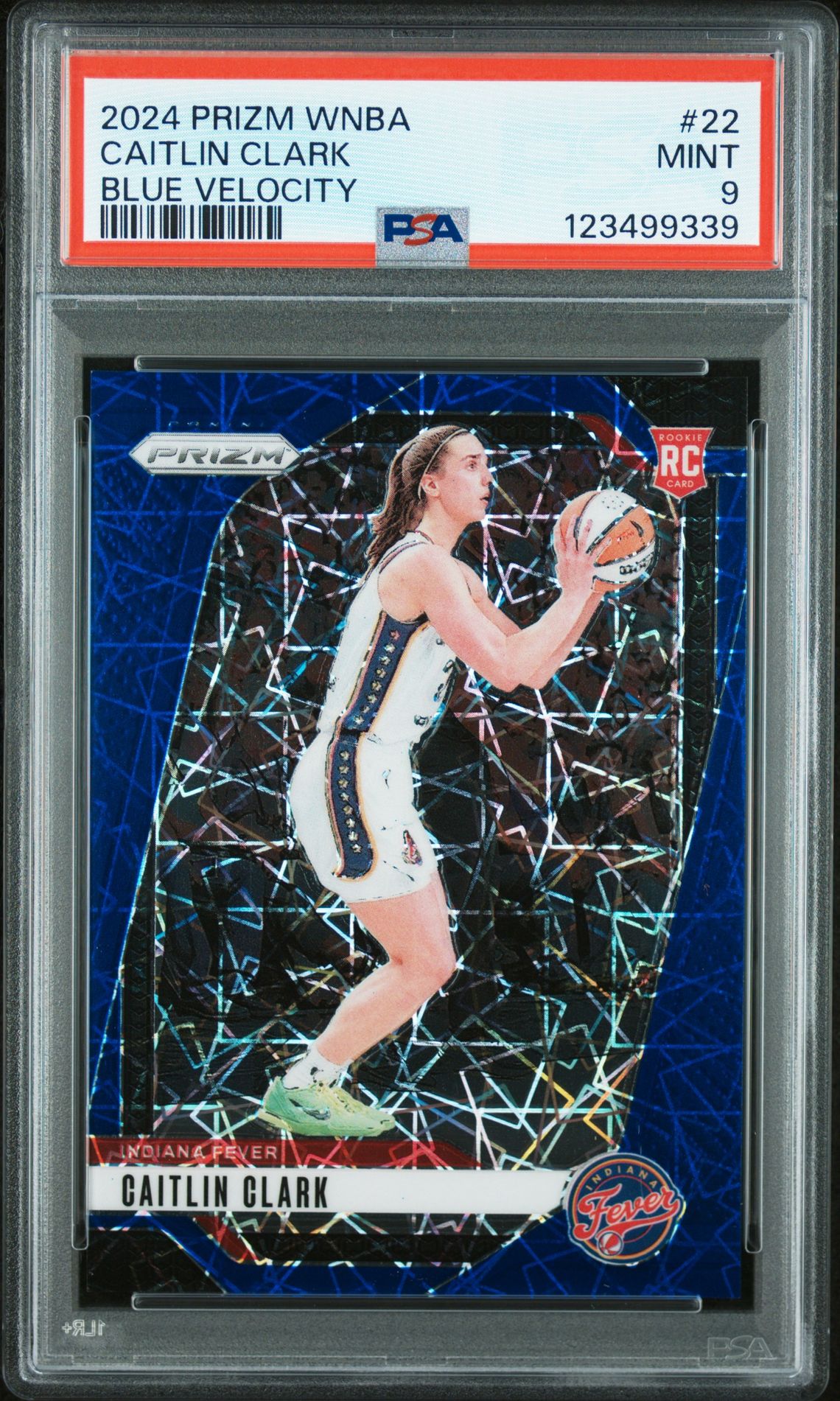 2024 Panini Prizm Wnba Caitlin Clark #22 (Blue Velocity) Mint 9 front