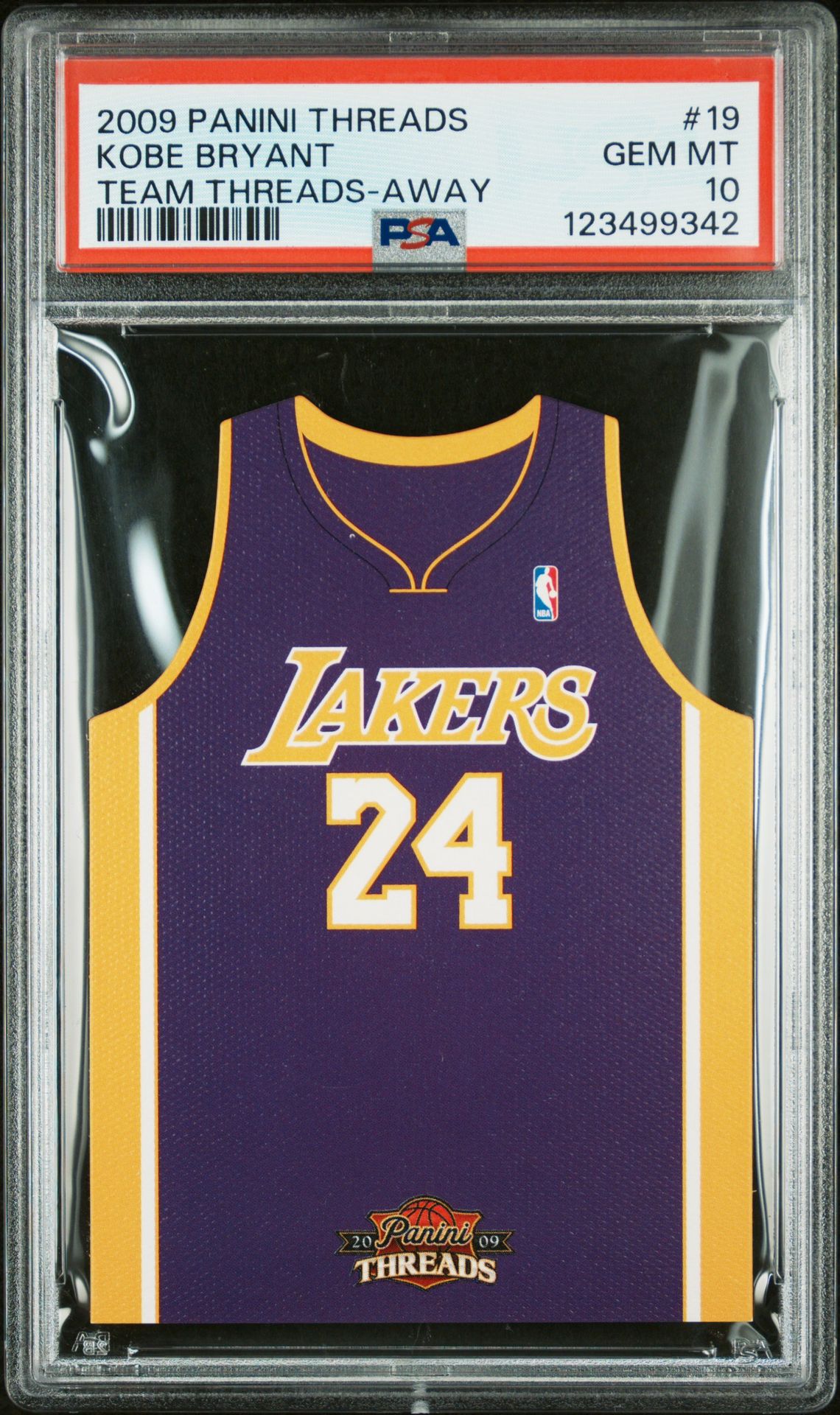 2009 Panini Threads Team Threads Kobe Bryant #19 (Team Threads-Away) Gem Mt 10 front
