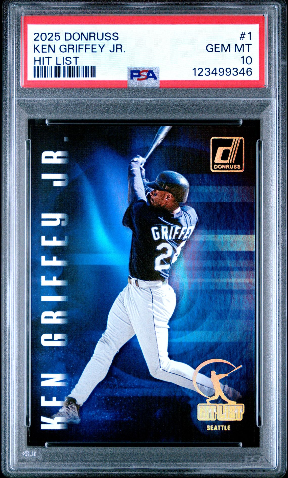 2025 Panini Donruss Hit List Ken Griffey Jr. #1 Gem Mt 10 front