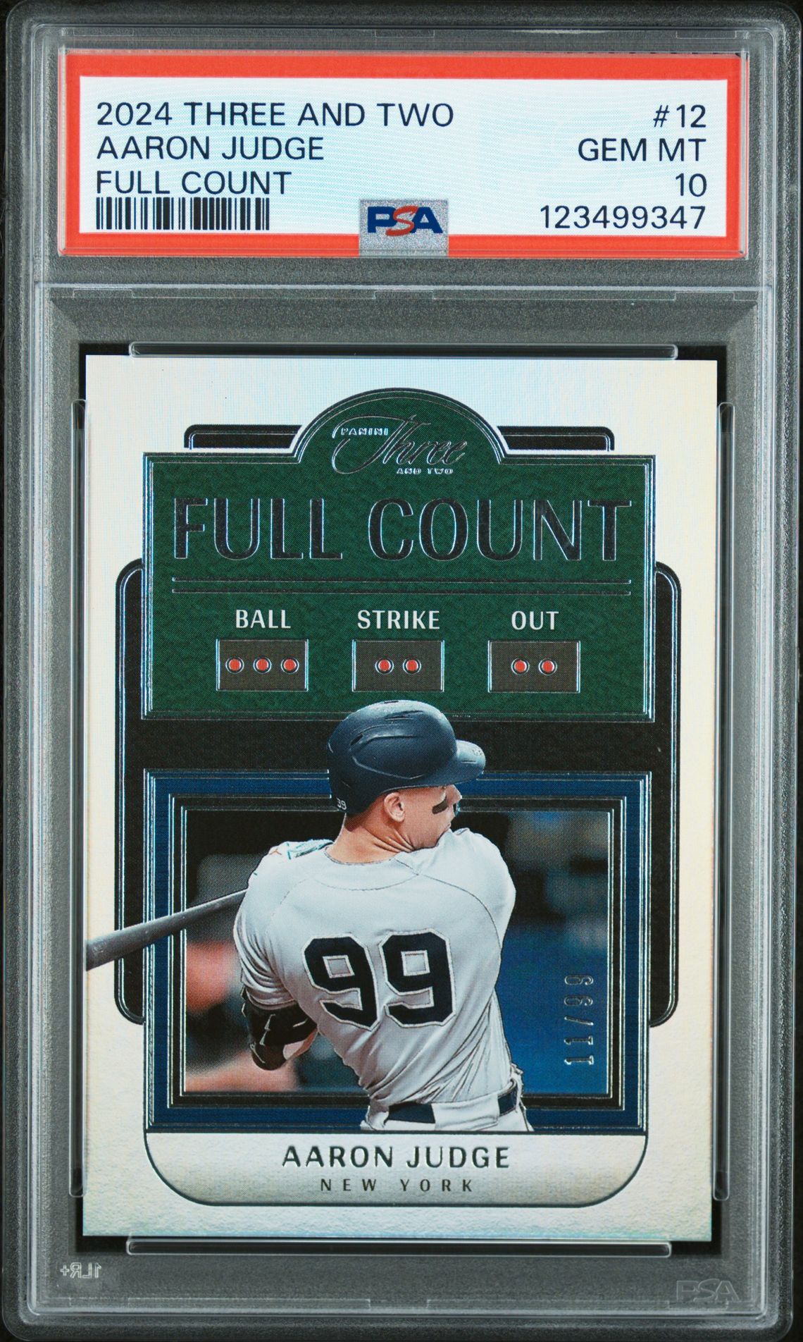 2024 Panini Three And Two Full Count Aaron Judge #12 Gem Mt 10 front
