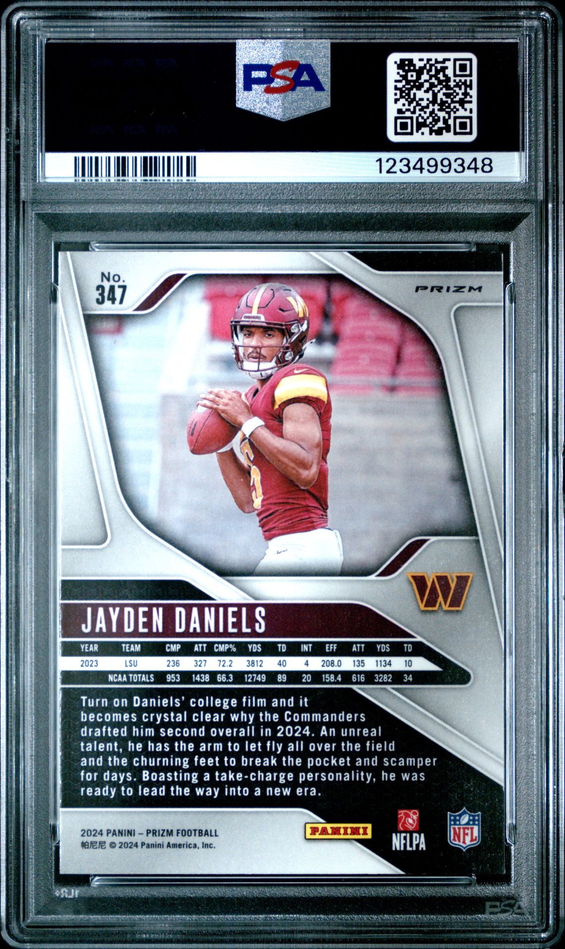 2024 Panini Prizm Jayden Daniels #347 (Pink Wave) Mint 9 back