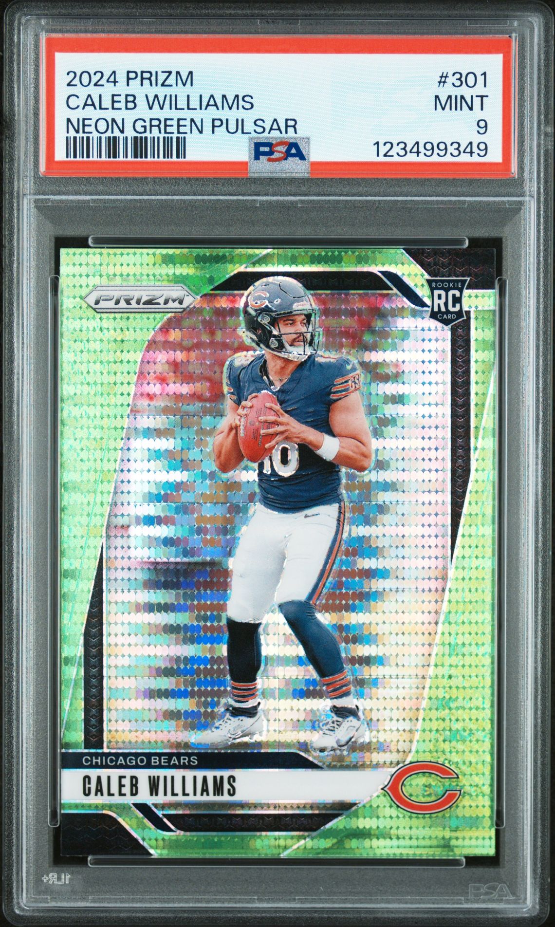 2024 Panini Prizm Caleb Williams #301 (Neon Green Pulsar) Mint 9 front