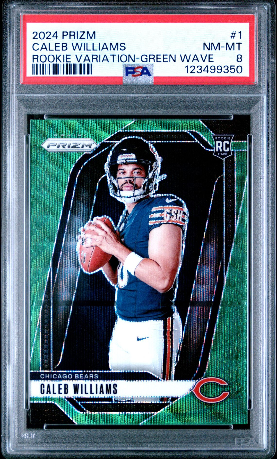 2024 Panini Prizm Rookie Variation Caleb Williams #1 (Rookie Variation-Green Wave) Nm-Mt 8 front