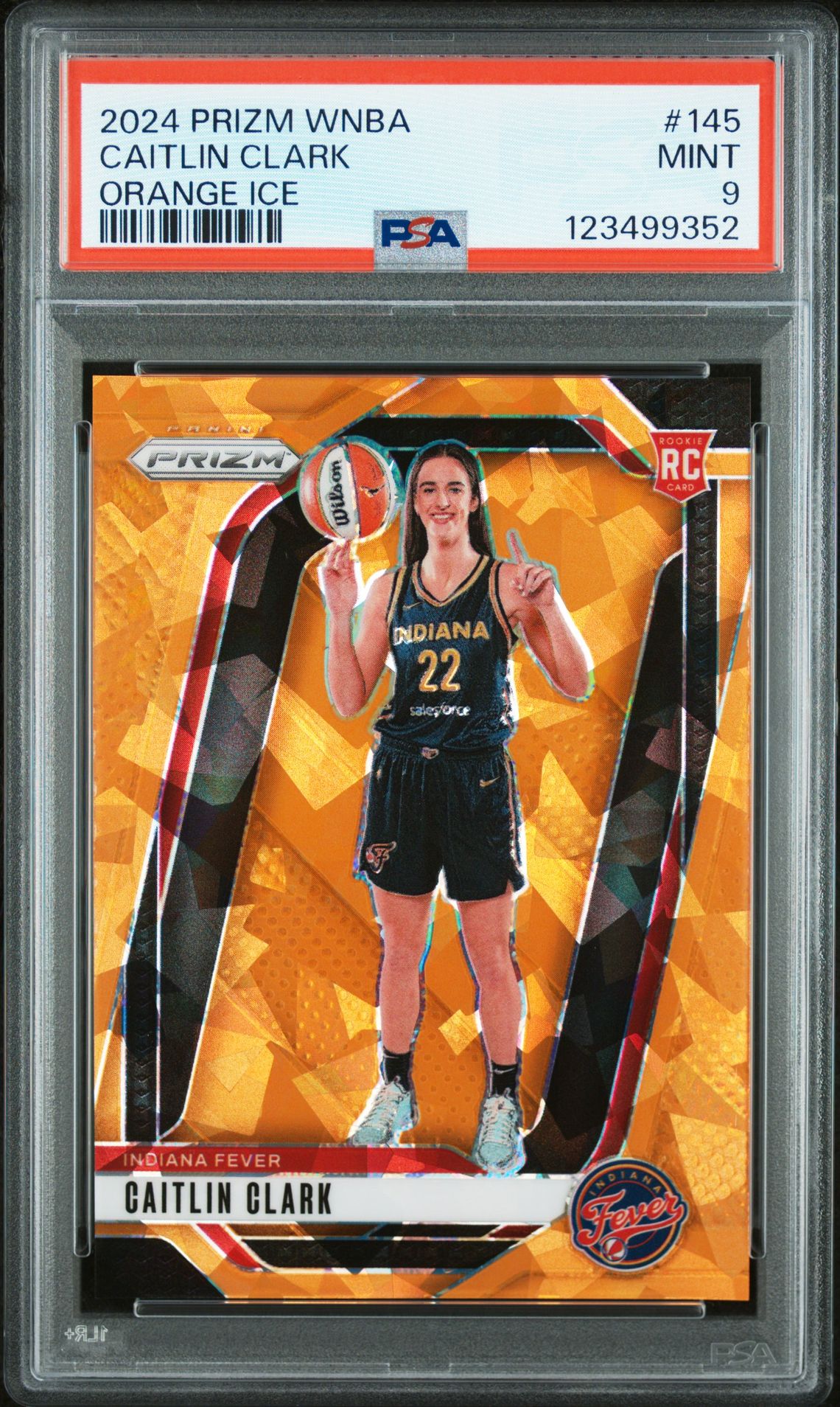 2024 Panini Prizm Wnba Caitlin Clark #145 (Orange Ice) Mint 9 front