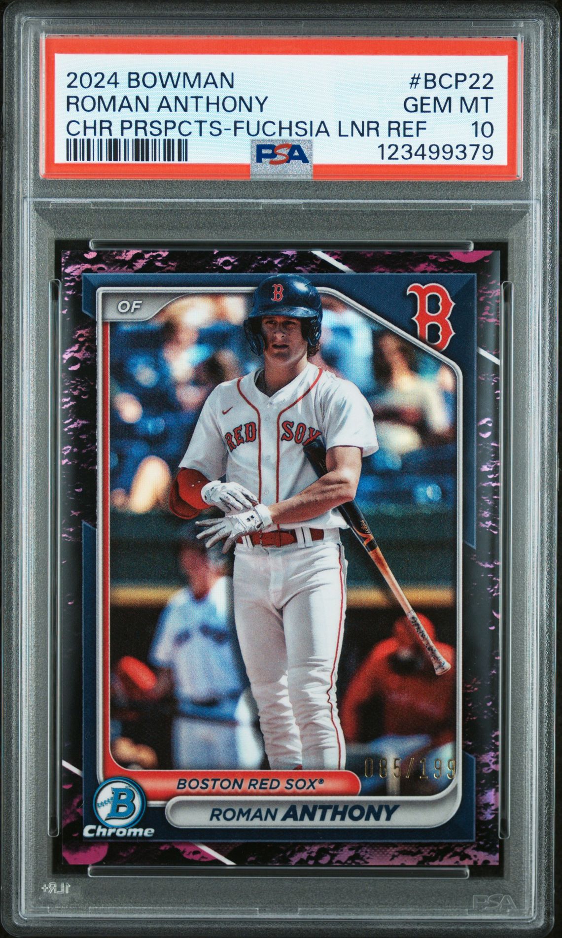 2024 Bowman Chrome Prospects Roman Anthony #Bcp22 (Chr Prspcts-Fuchsia Lnr Ref) Gem Mt 10 front