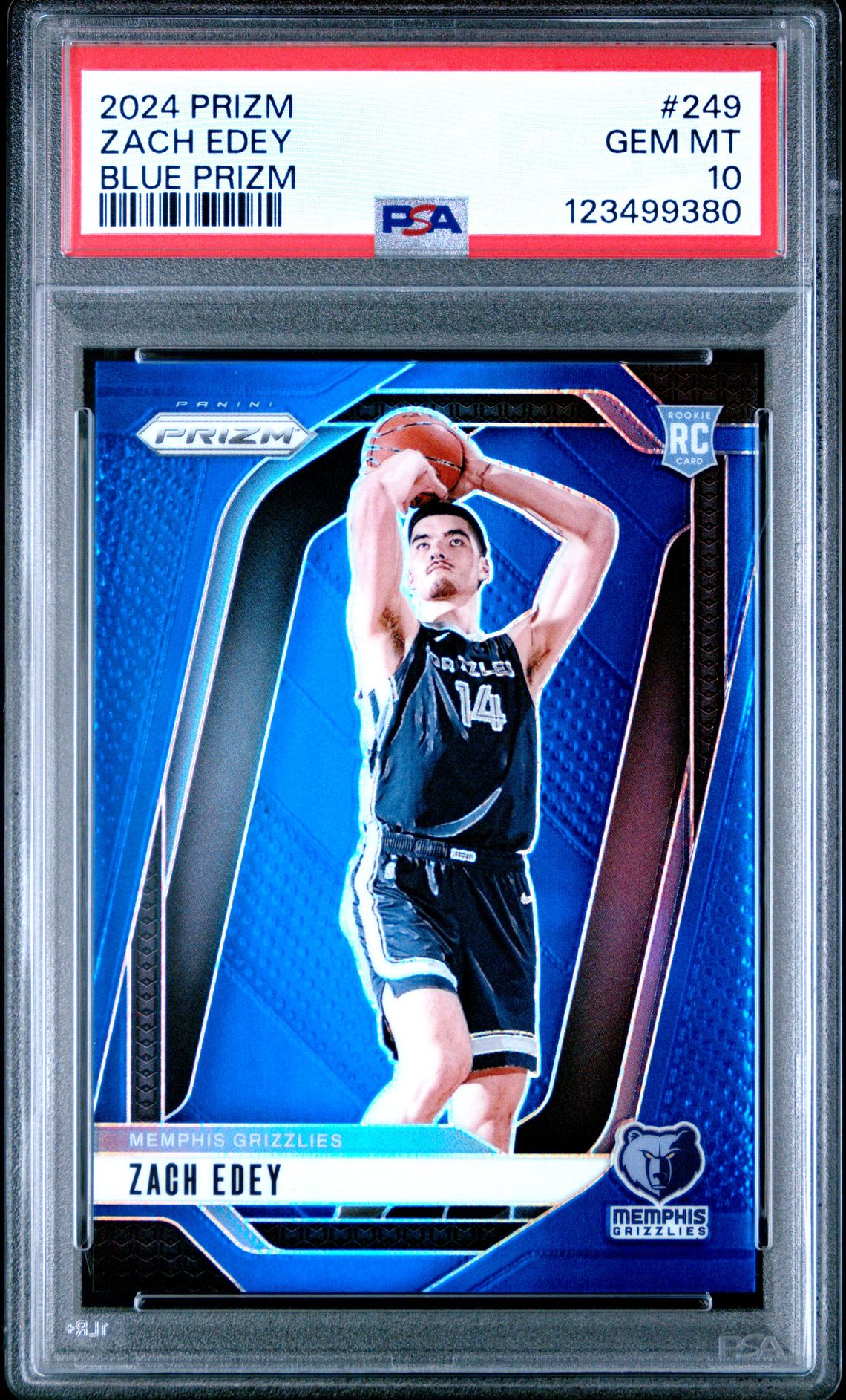 2024 Panini Prizm Zach Edey #249 (Blue Prizm) Gem Mt 10 front