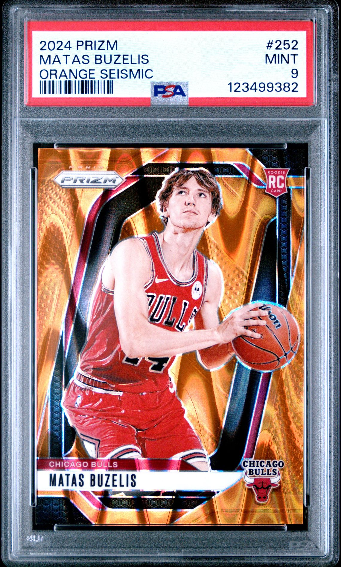 2024 Panini Prizm Matas Buzelis #252 (Orange Seismic) Mint 9 front