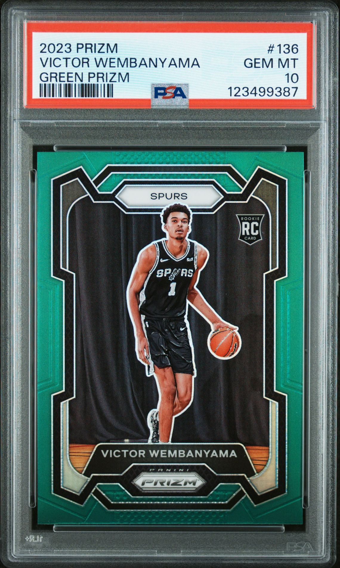 2023 Panini Prizm Victor Wembanyama #136 (Green Prizm) Gem Mt 10 front