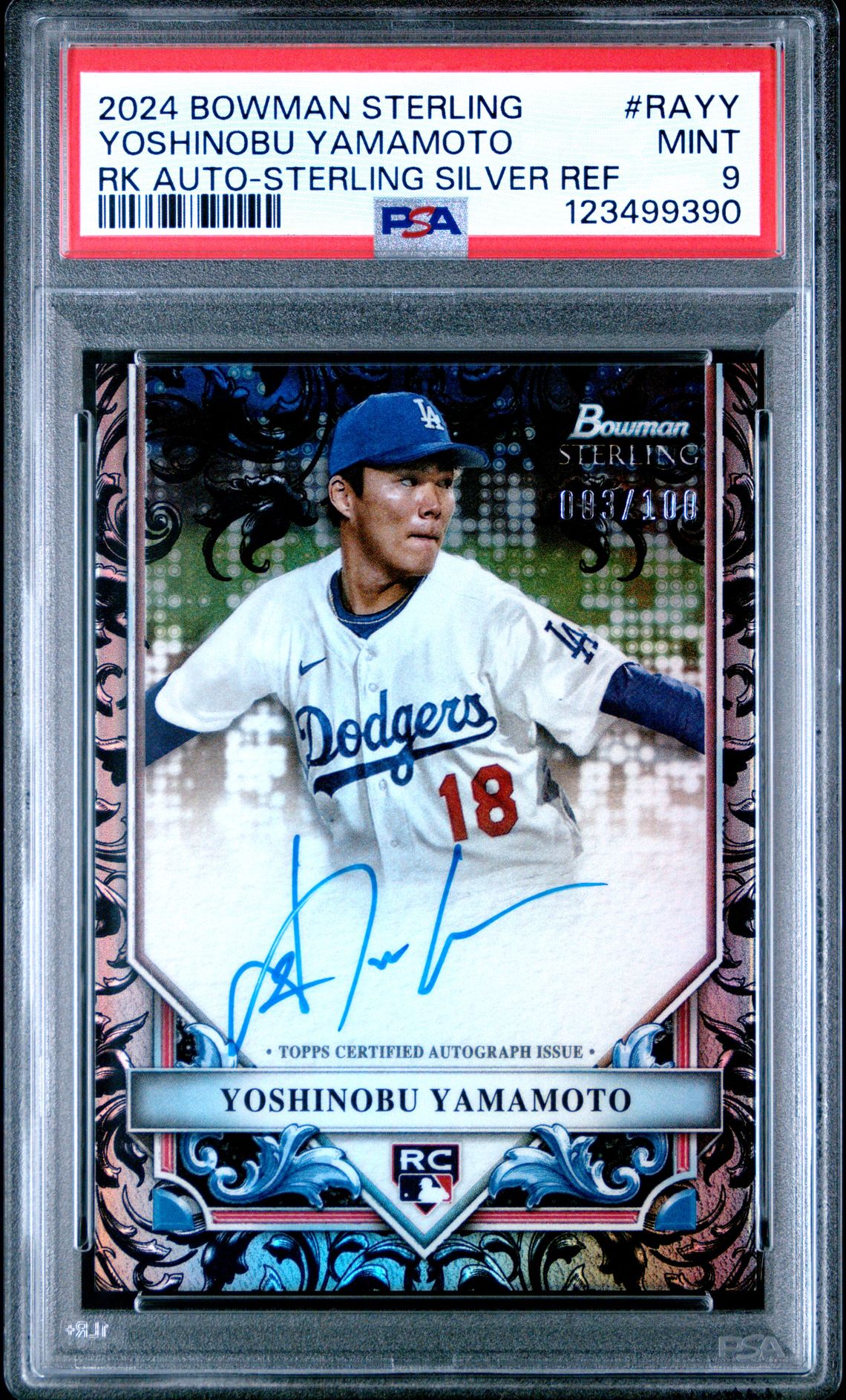 2024 Bowman Sterling Rookies Autographs Yoshinobu Yamamoto #Rayy (Rk Auto-Sterling Silver Ref) Mint 9 front