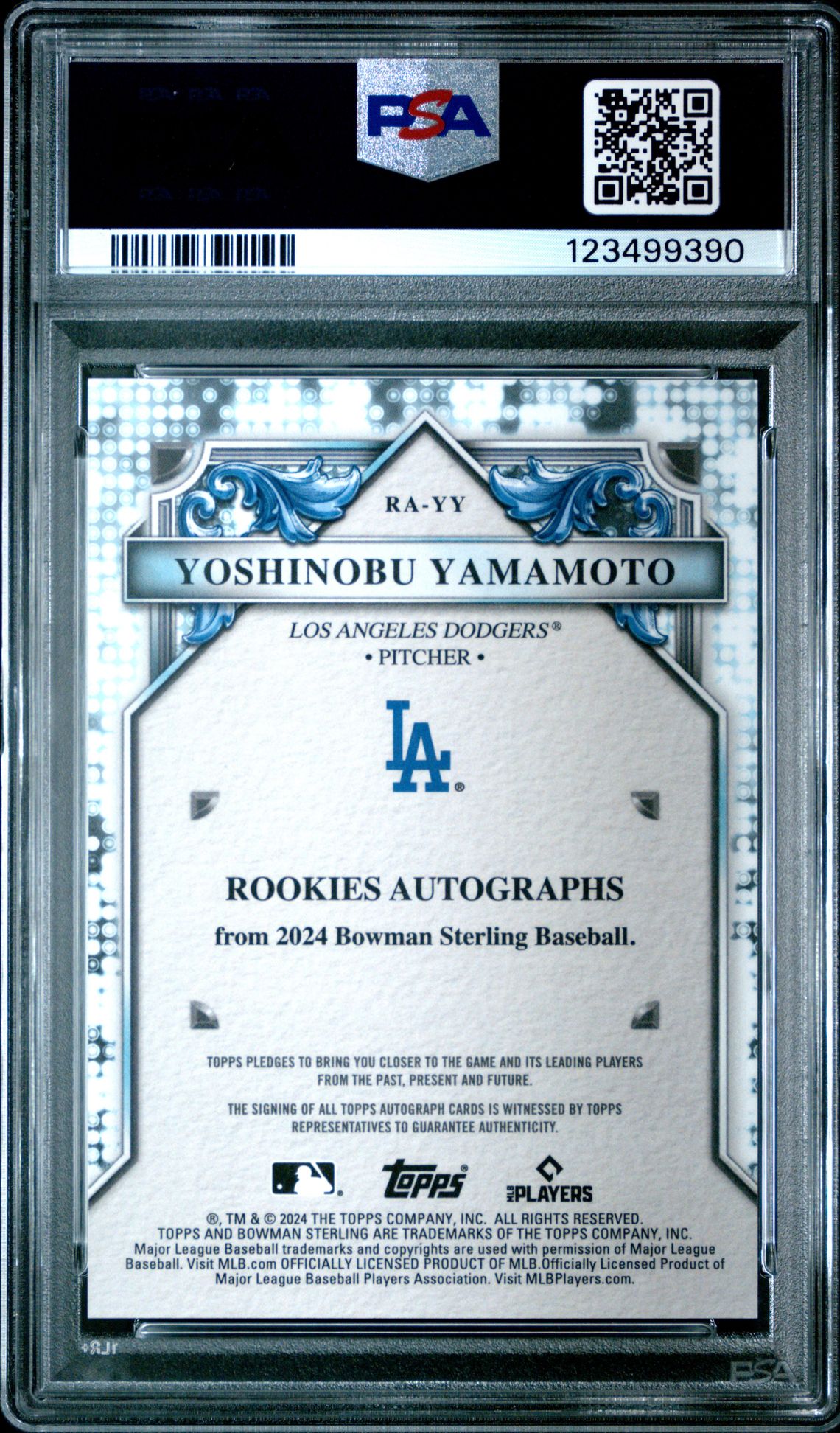 2024 Bowman Sterling Rookies Autographs Yoshinobu Yamamoto #Rayy (Rk Auto-Sterling Silver Ref) Mint 9 back