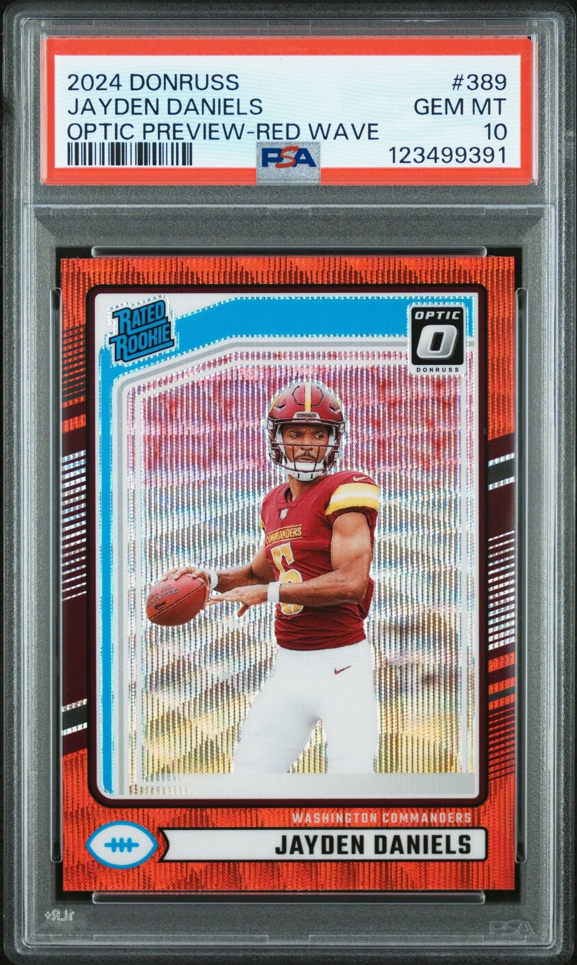 2024 Panini Donruss Jayden Daniels #389 (Optic Preview-Red Wave) Gem Mt 10 front