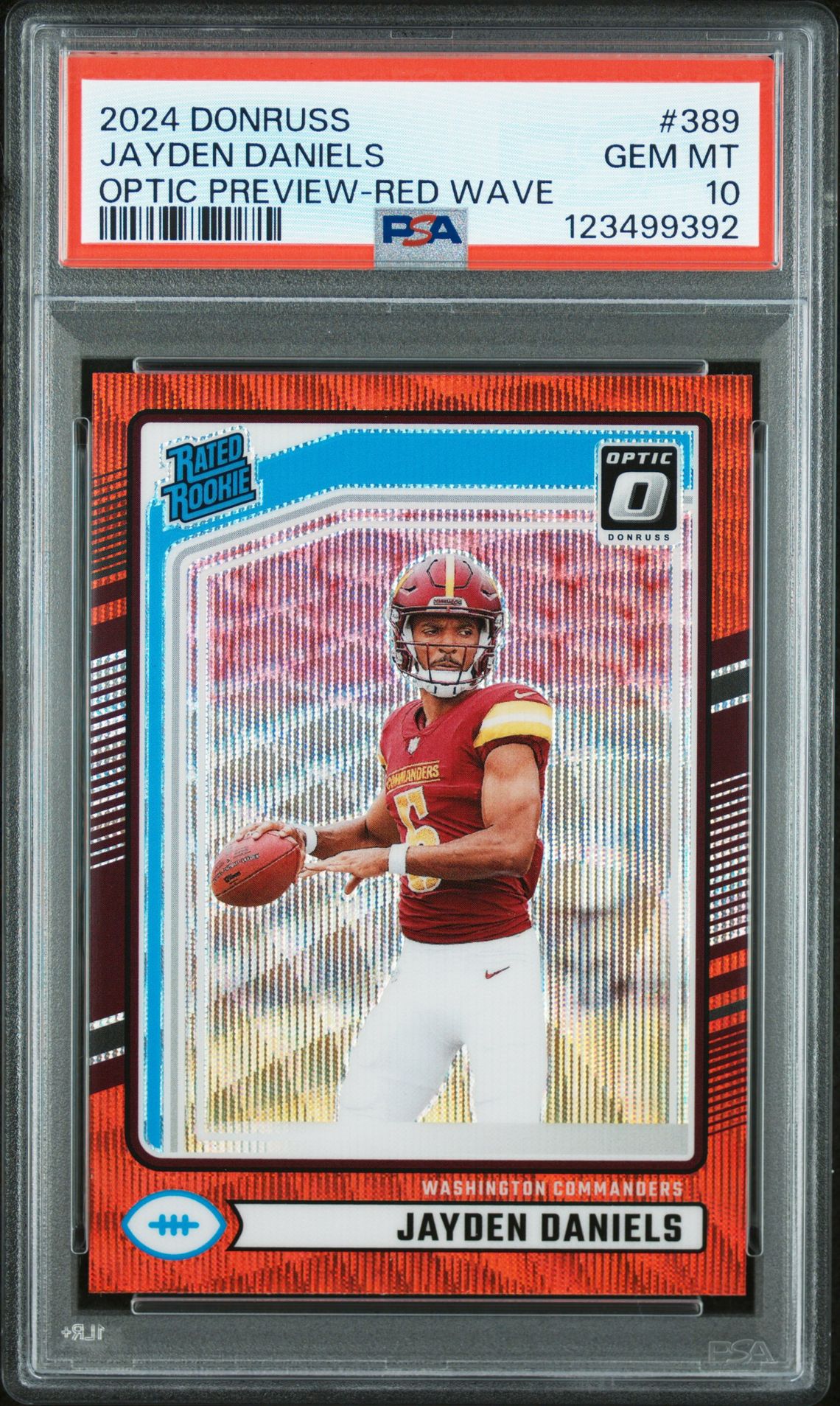 2024 Panini Donruss Jayden Daniels #389 (Optic Preview-Red Wave) Gem Mt 10 front