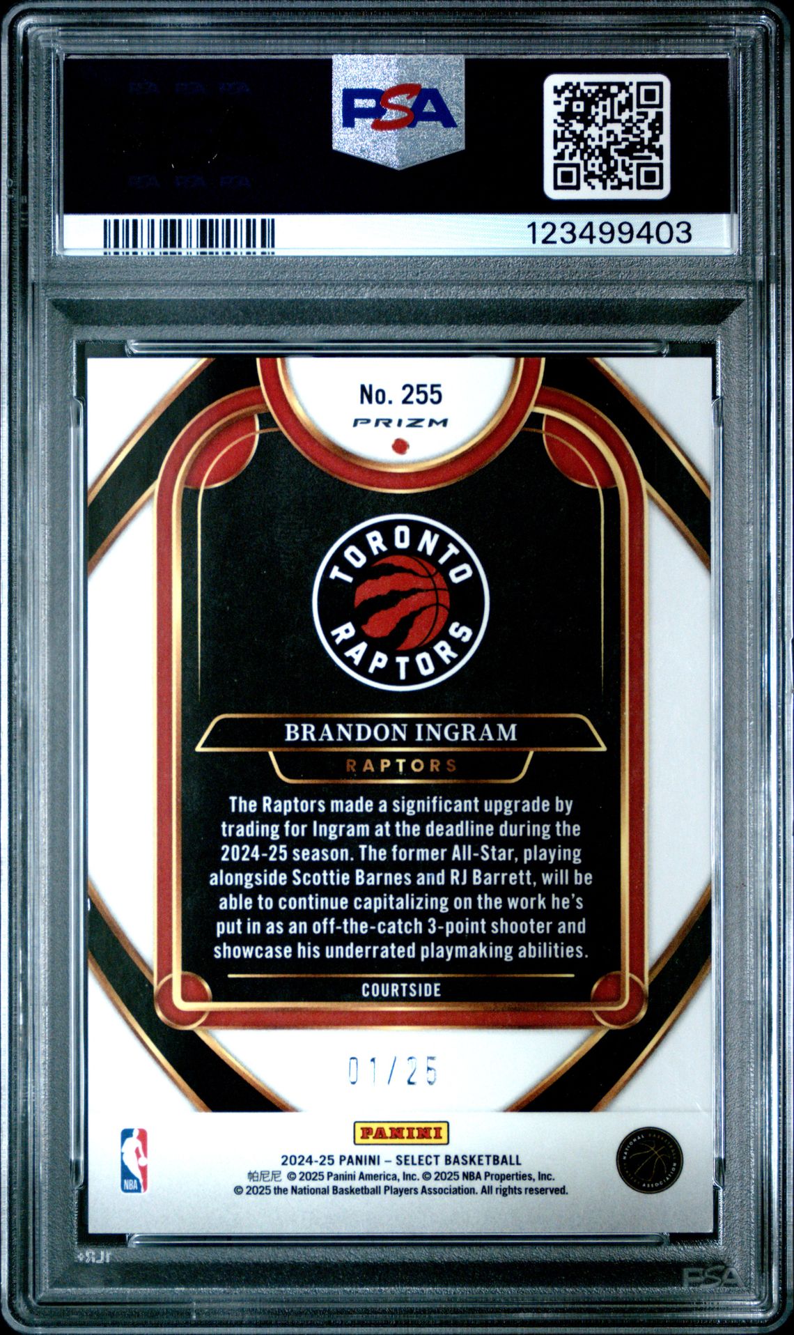 2024 Panini Select Brandon Ingram #255 (Blue Disco) Gem Mt 10 back