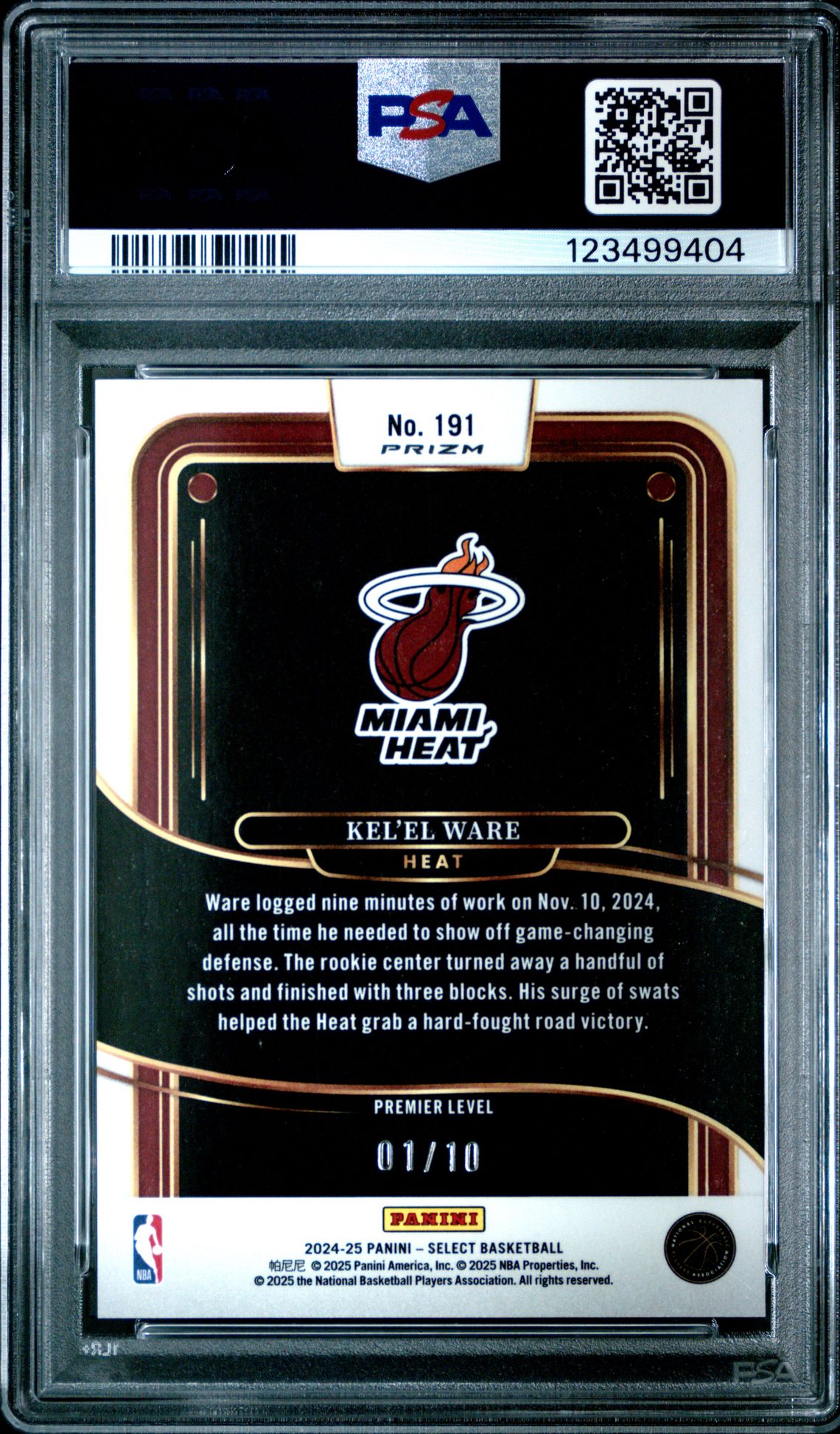 2024 Panini Select Kel'el Ware #191 (Gold Disco) Gem Mt 10 back