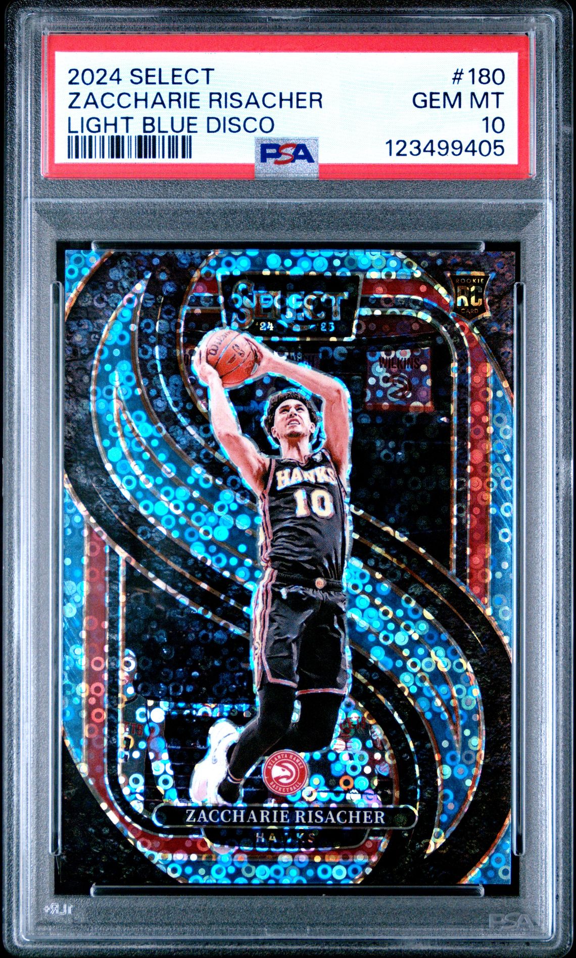 2024 Panini Select Zaccharie Risacher #180 (Light Blue Disco) Gem Mt 10 front