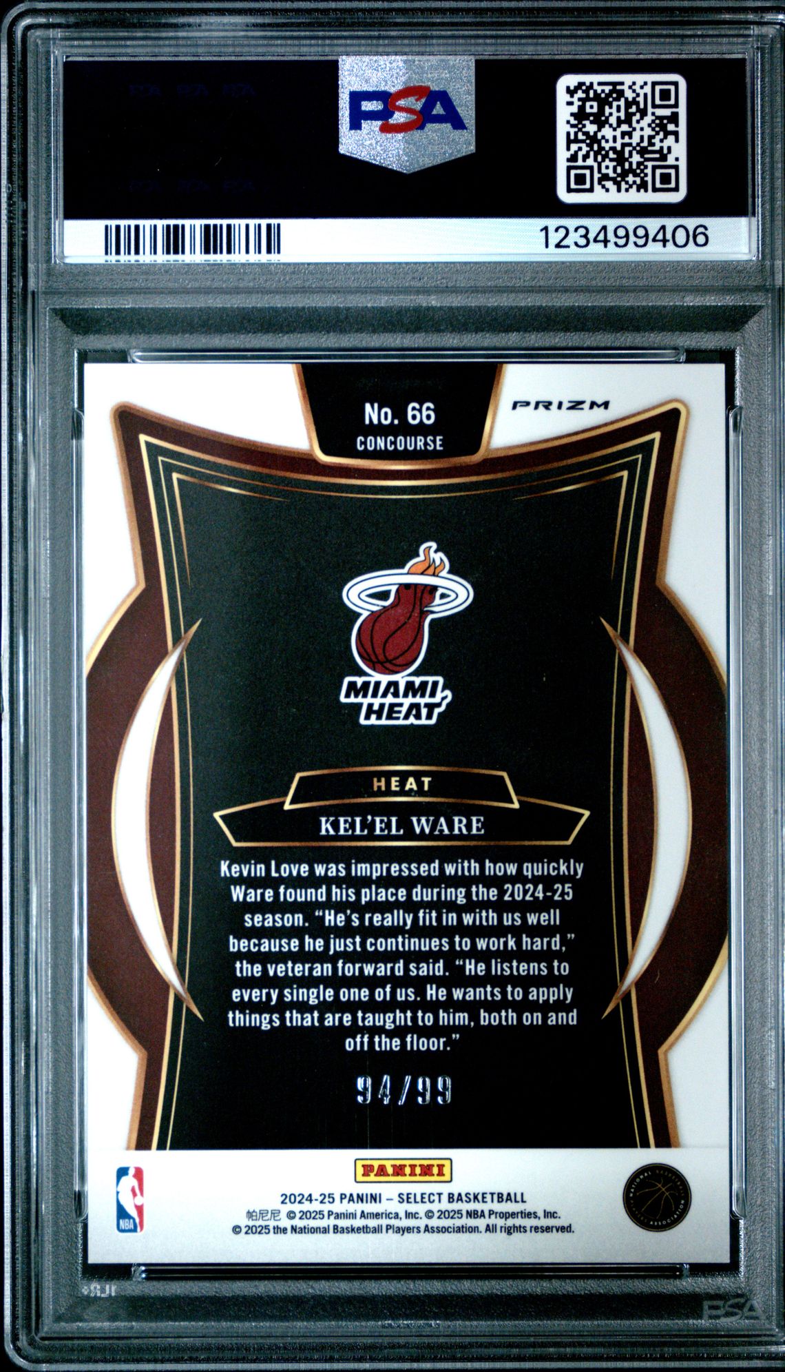 2024 Panini Select Kel'el Ware #66 (Blue Flash) Mint 9 back