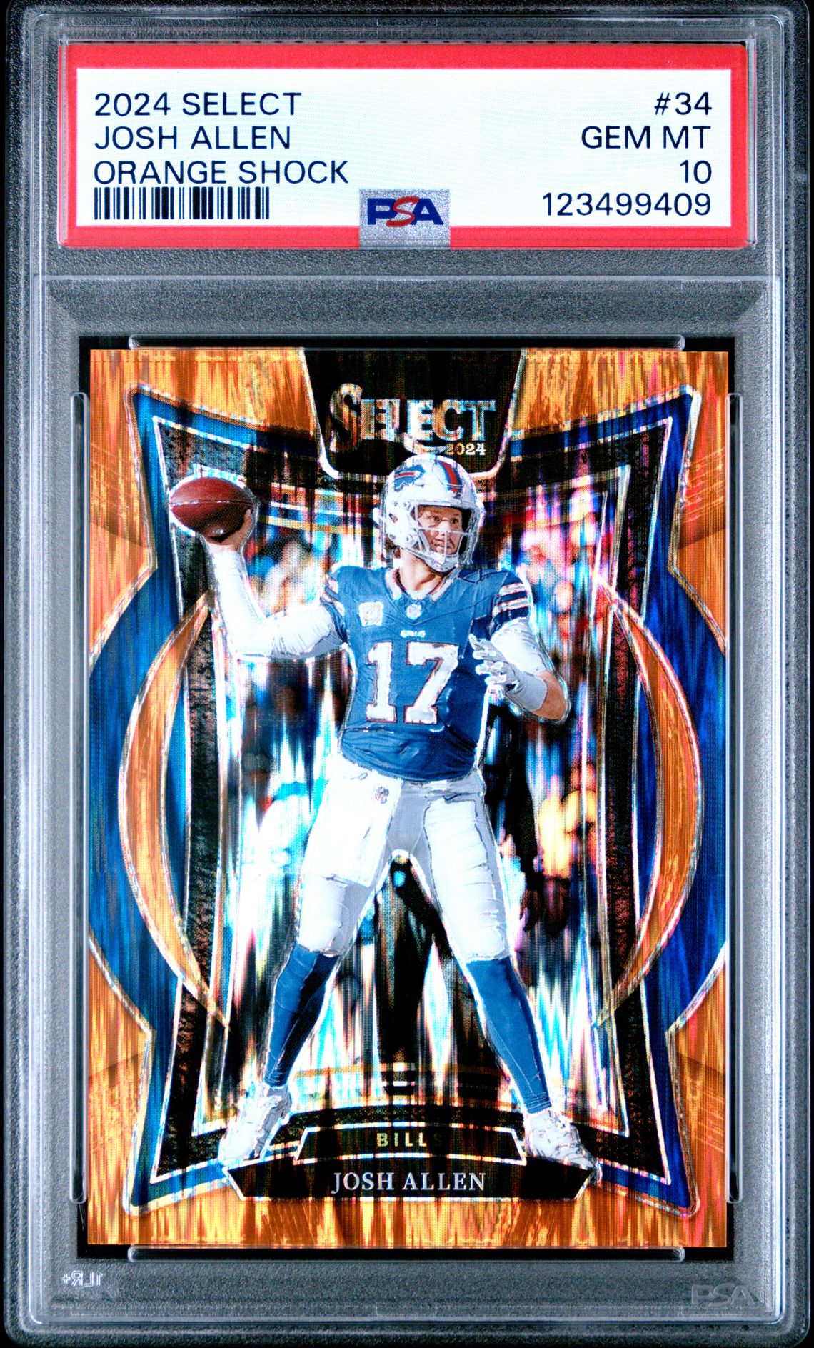 2024 Panini Select Josh Allen #34 (Orange Shock) Gem Mt 10 front