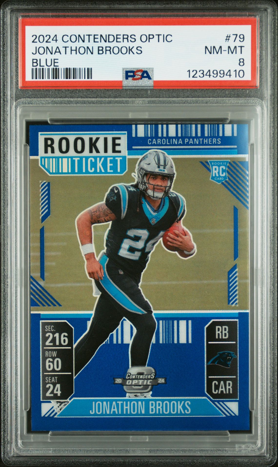 2024 Panini Contenders Optic Jonathon Brooks #79 (Blue) Nm-Mt 8 front