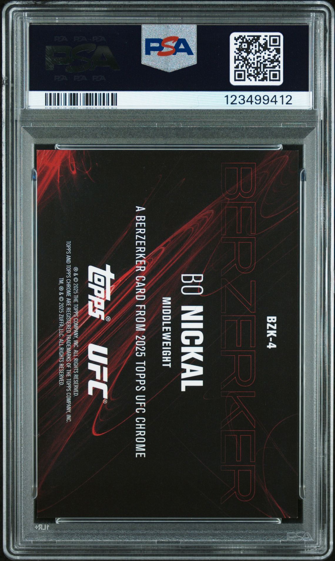 2025 Topps Chrome Ufc Berzerker Bo Nickal #Bzk4 Mint 9 back