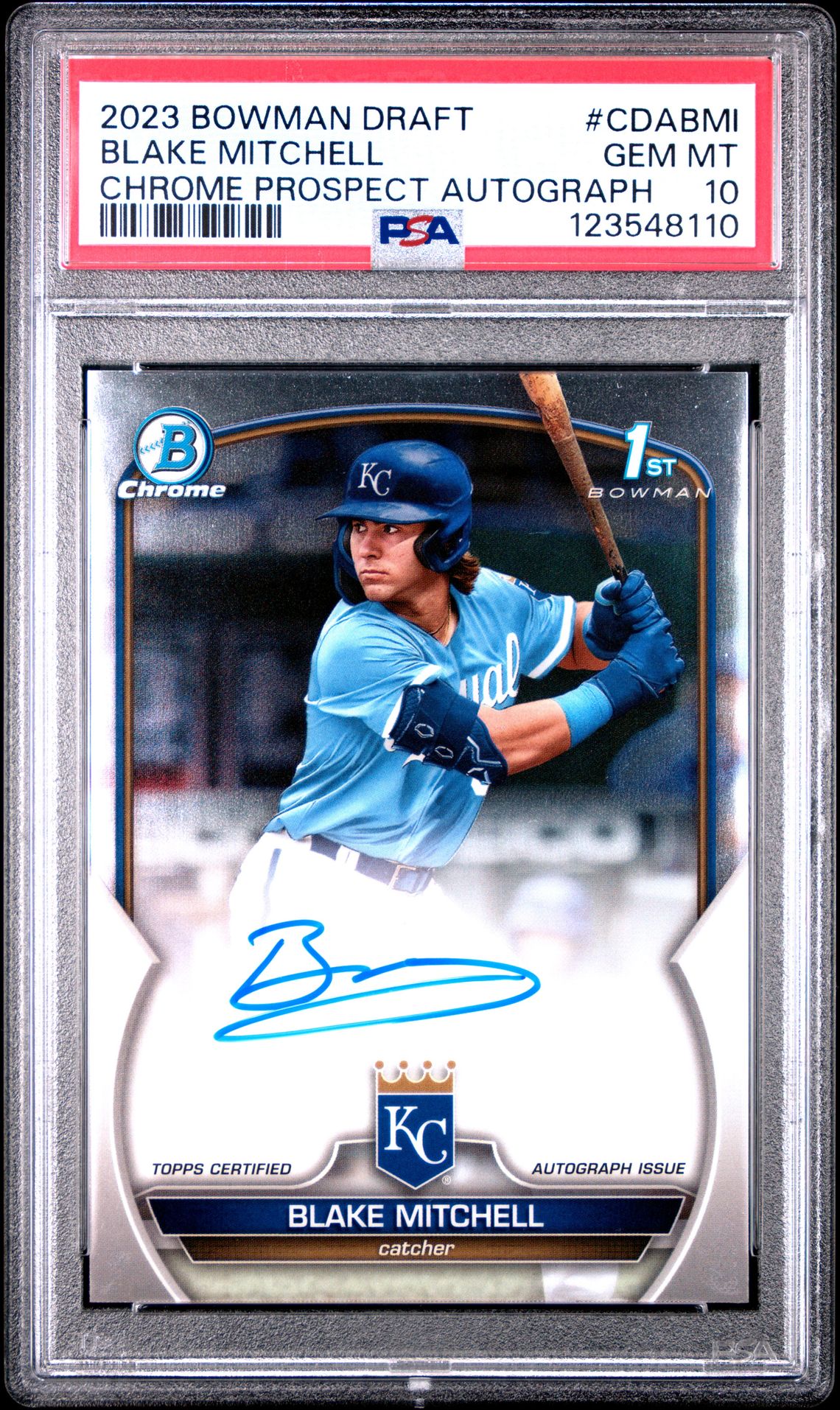 2023 Bowman Draft Chrome Prospect Autograph Blake Mitchell #Cdabmi Gem Mt 10 front